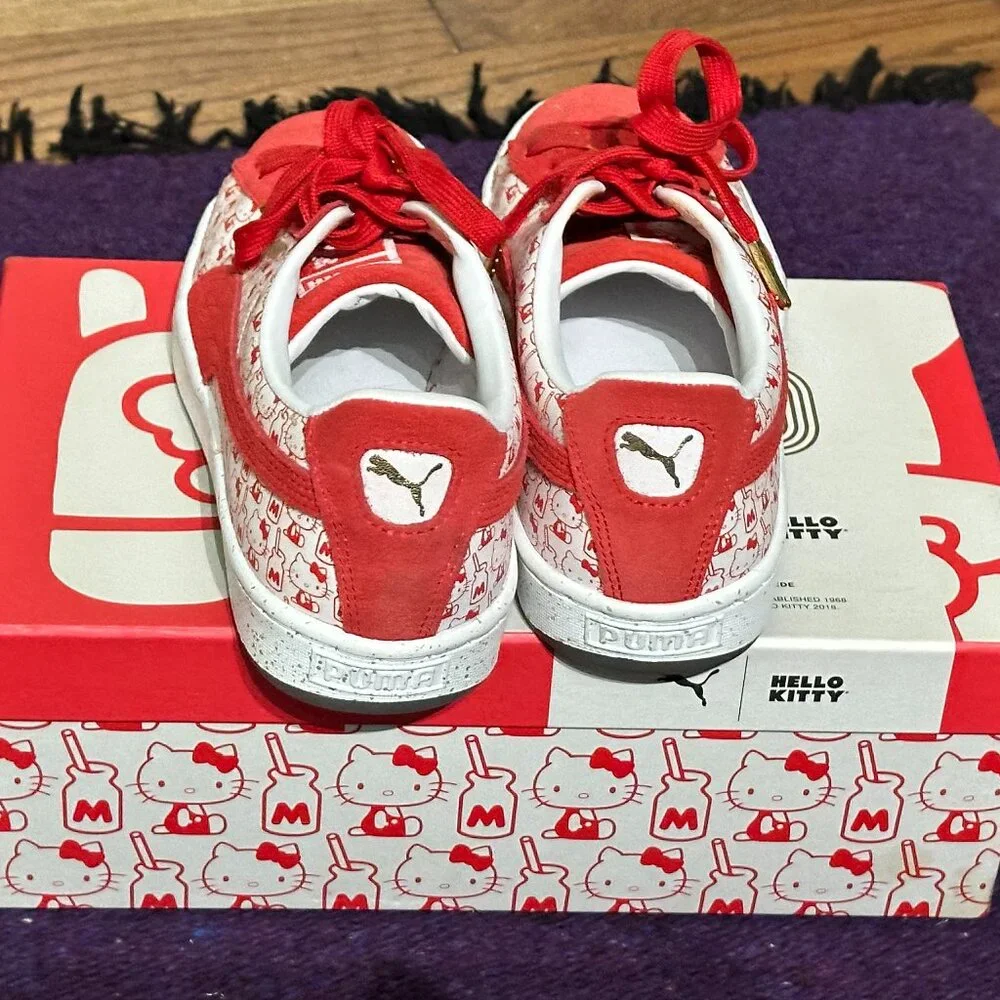 Puma x Hello Kitty Super Kawaii Red Suede Sneakers Womens 7.5 Almost Never Worn! - Picture 6 of 9